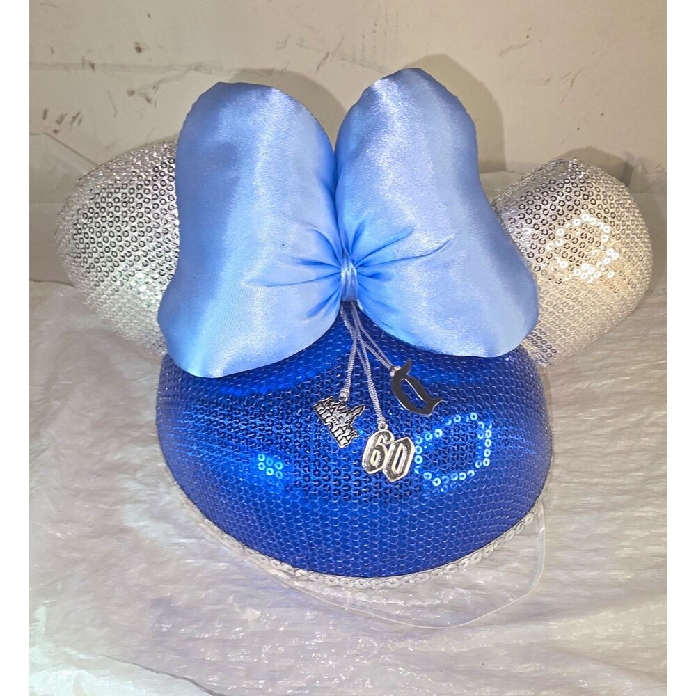 Disney Parks Disneyland 60th Diamond Celebration Minnie Mouse Sequin Ear Hat NWT